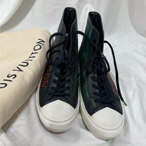 Louis Vuitton Green and Black High-Tops with White Soles